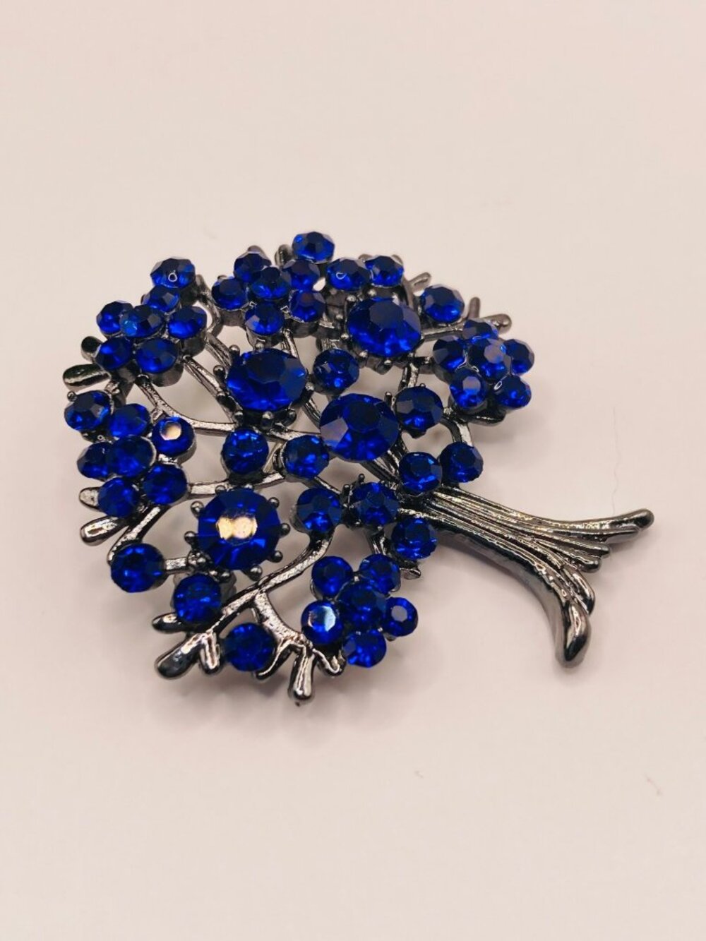 Tree-Shaped Blue Rhinestone Brooch Pin -99B - Picture 2 of 5